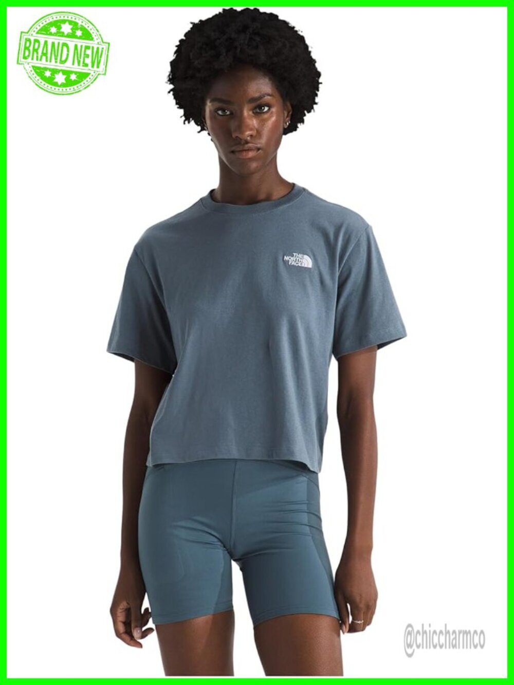 Crop Relaxed Fit Short Sleeve Crew Neck Tee - 100% Cotton